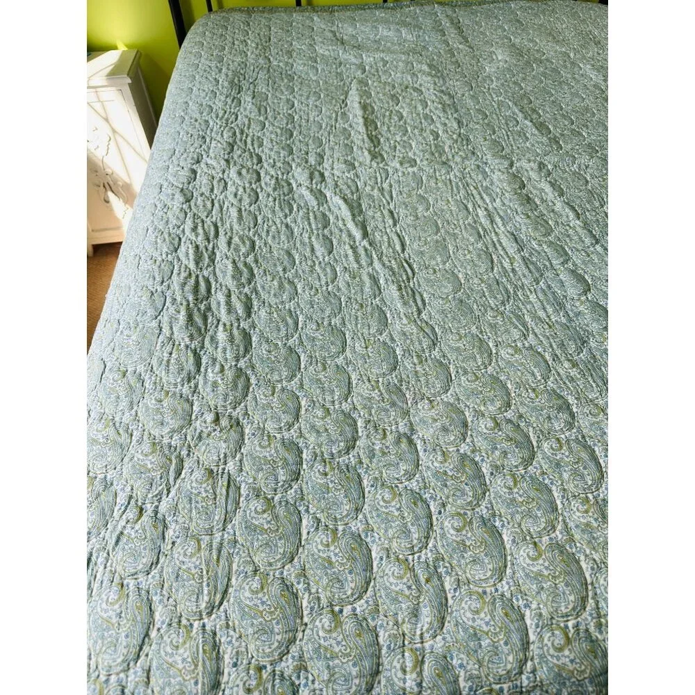 Pottery Barn Quilt Twin Reversible Print Paisley Cotton Quilt Coverlet Throw